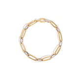 Bracciale Catena in oro e maglie alternate con file di diamanti