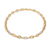 Collana Catena in oro giallo e 3 maglie di diamanti