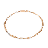 Collana Catena a maglie allungate in oro rosa e maglia di diamanti