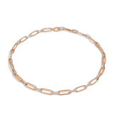 Collana Catena in oro rosa con maglie di diamanti alternate