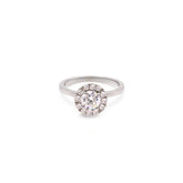 Engagement ring with diamond and circle of brilliants
