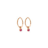 Hoop earrings with dangling ruby