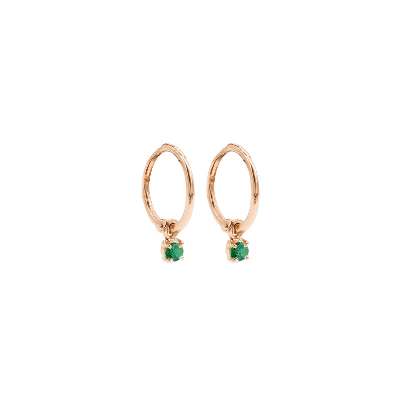 hoop earrings with pendant emerald pair