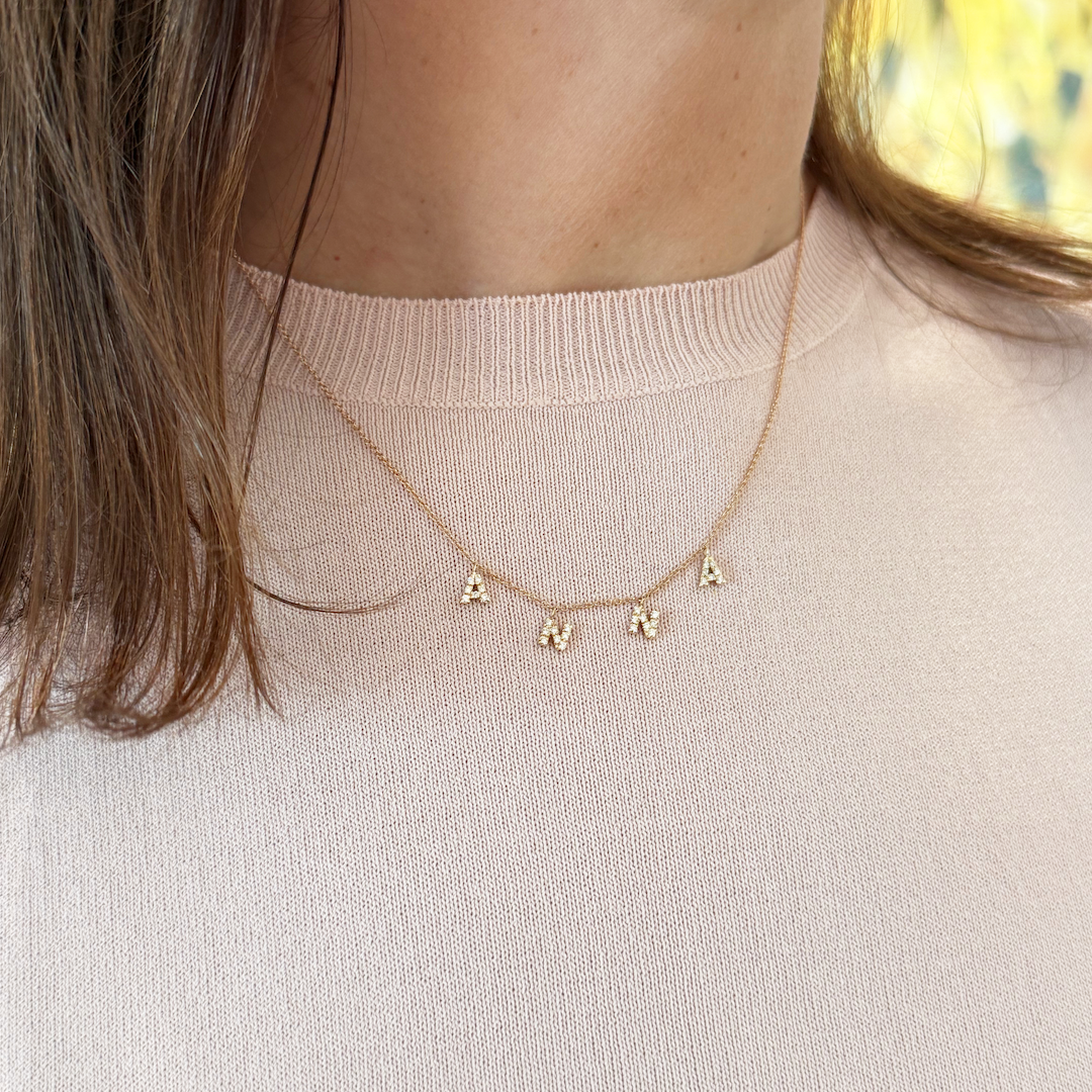 Collana Lettere con Diamanti Nome