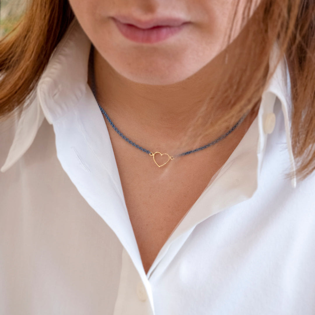 Collana Filo argento laccato colorato ed elemento cuore in oro 18kt simona randazzo
