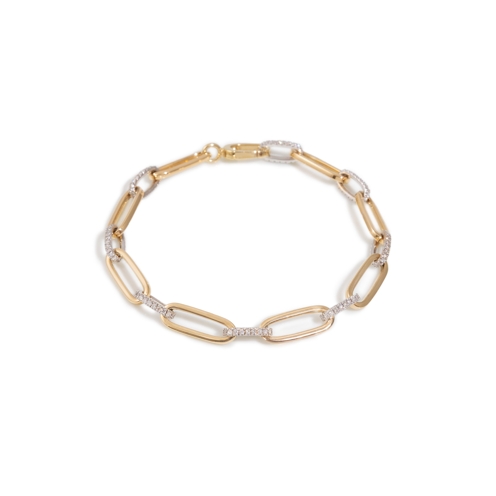 Bracciale Catena in oro e maglie alternate con file di diamanti