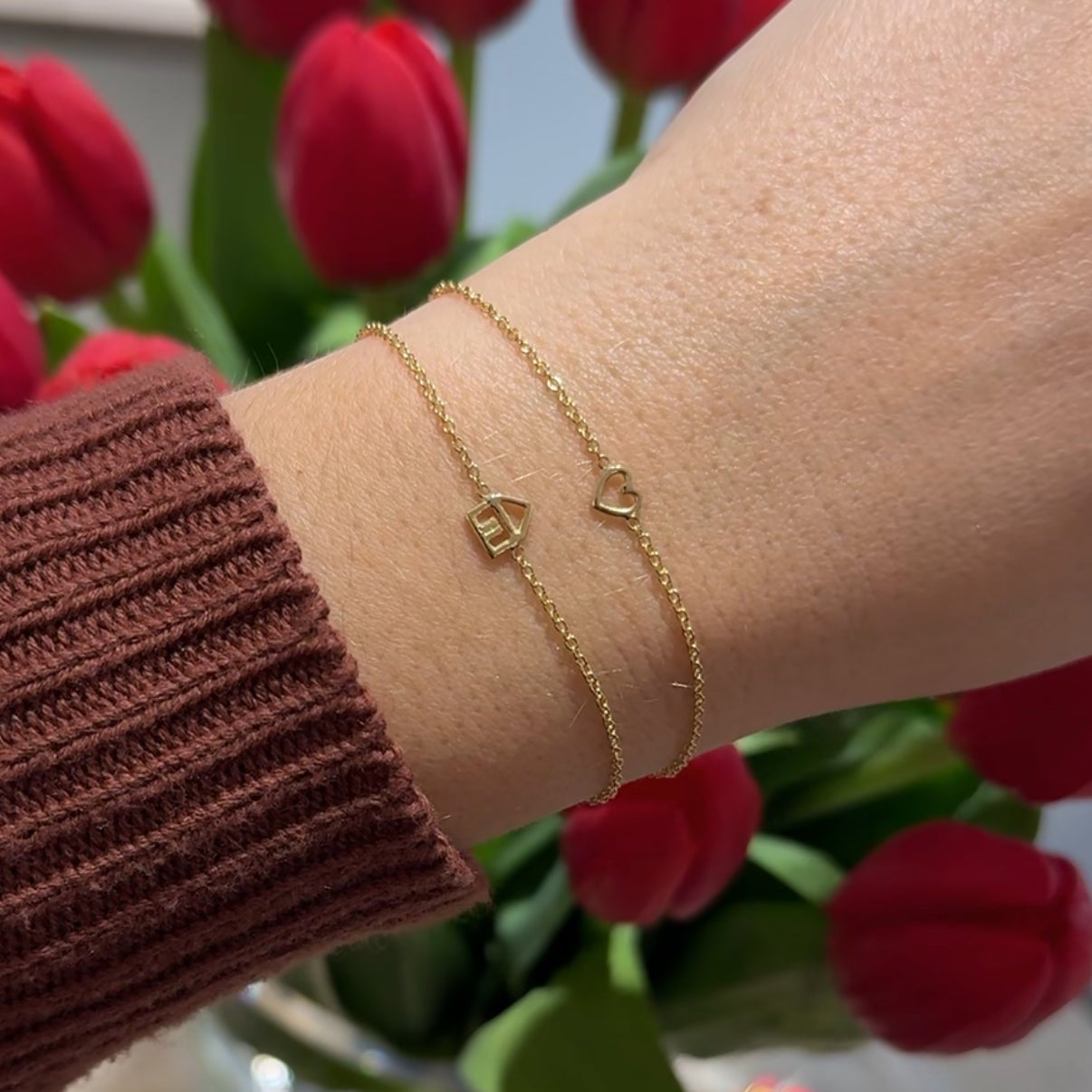 bracciali filo mini oro casetta e cuoricino
