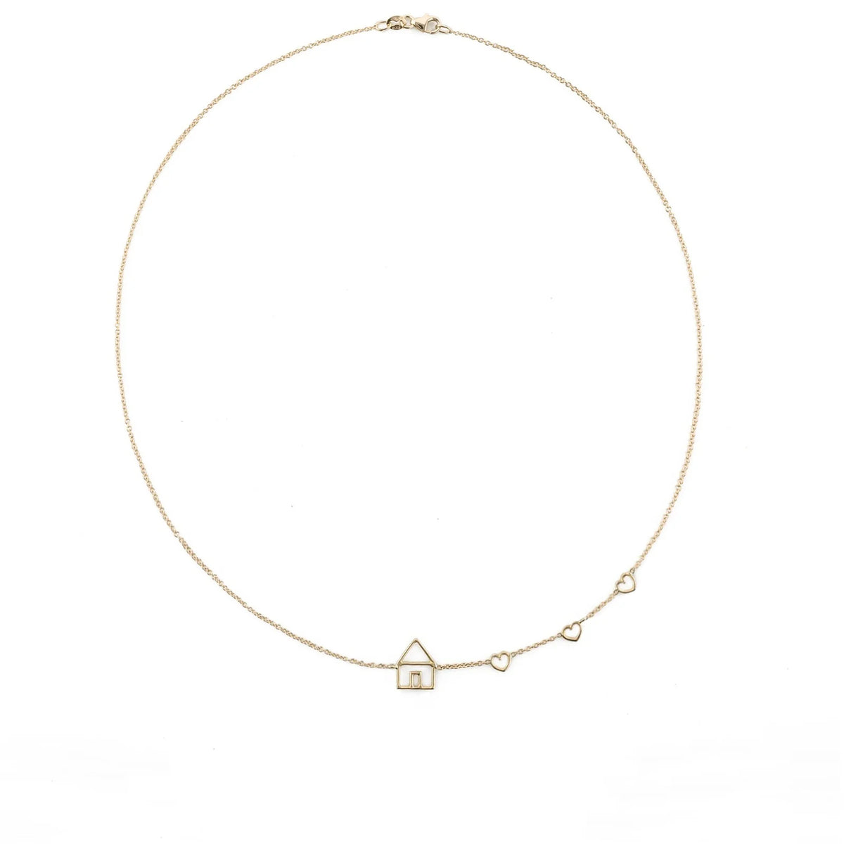 Collana Filo Oro Casa + 3 Cuori