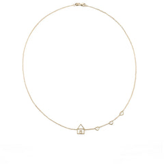 Collana Filo Oro Casa + 3 Cuori