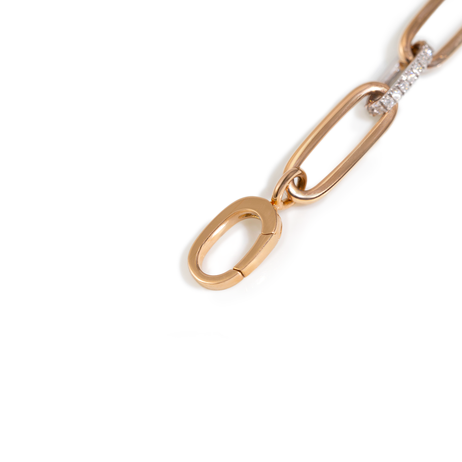 Bracciale Catena in oro e maglie alternate con file di diamanti