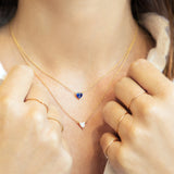Necklace with heart-cut sapphire