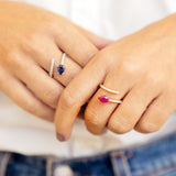 Snake ring with diamonds and ruby