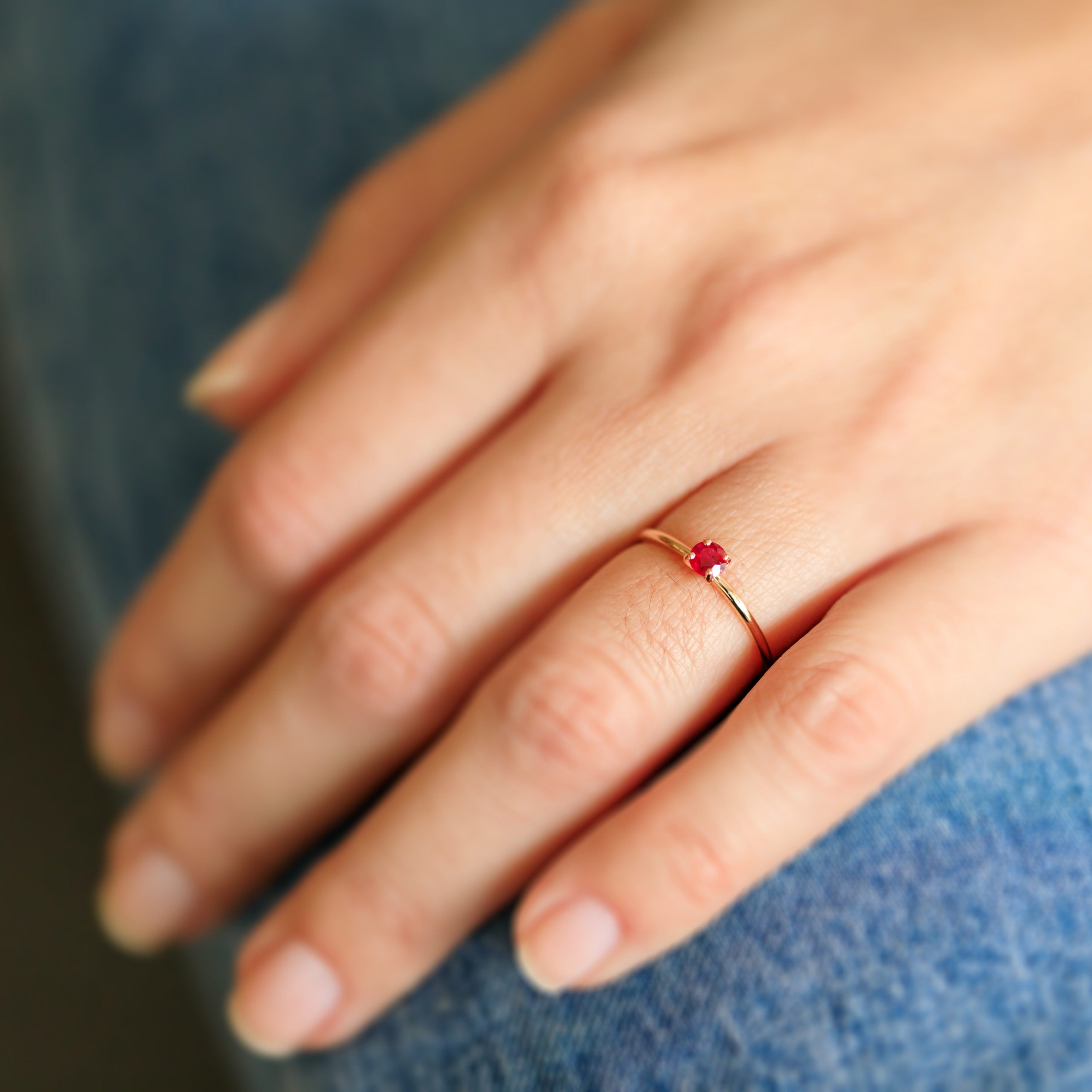 Thin ring with ruby - Main Image