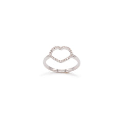 Heart shape ring in white gold and diamonds