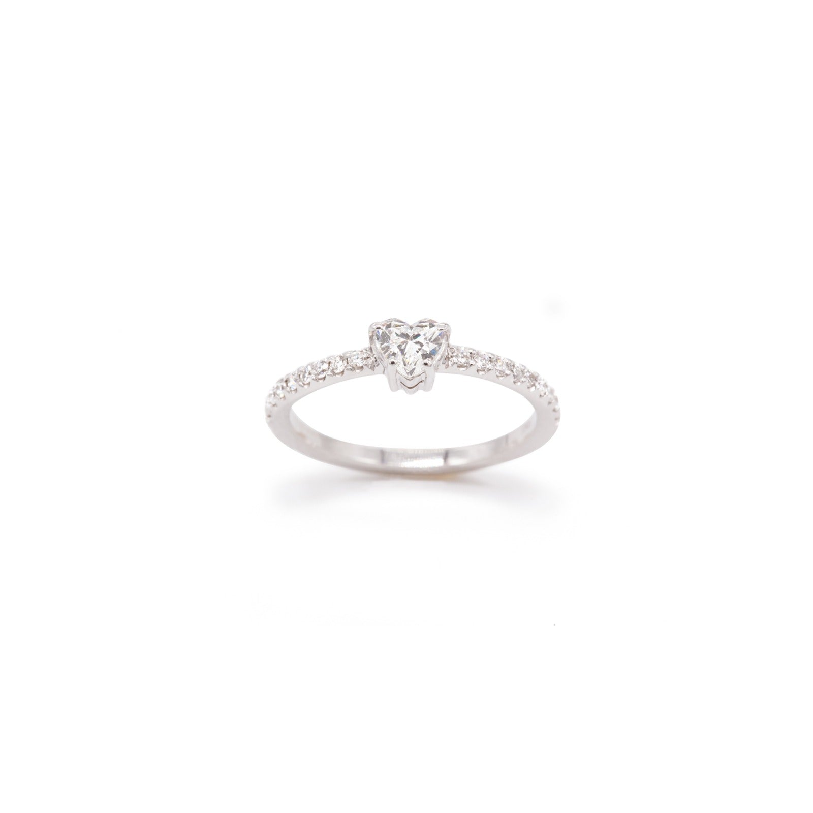 White gold heart cut diamond ring