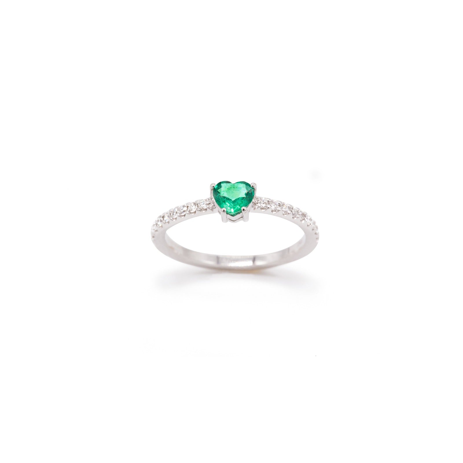 Heart cut emerald ring