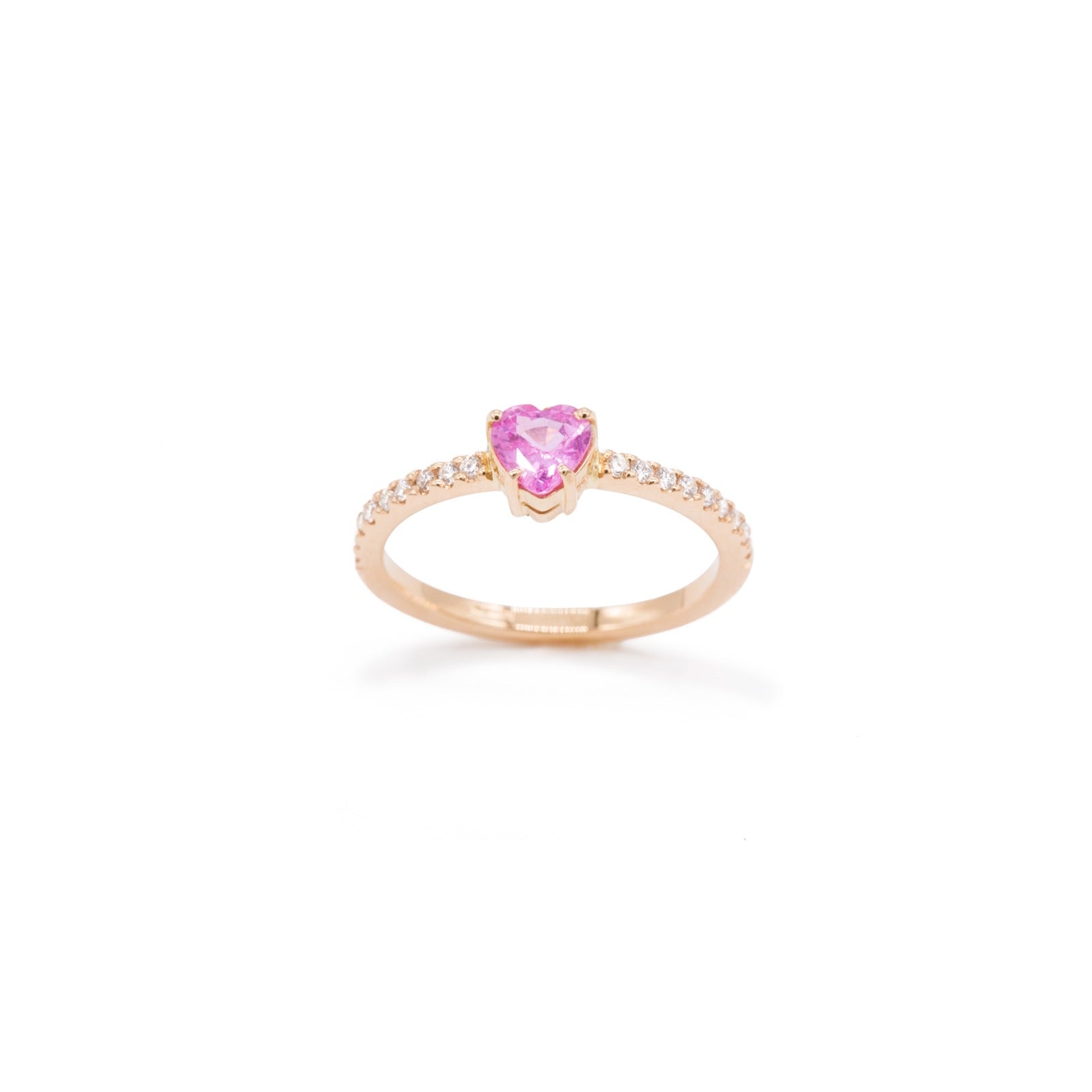 Heart cut pink sapphire ring