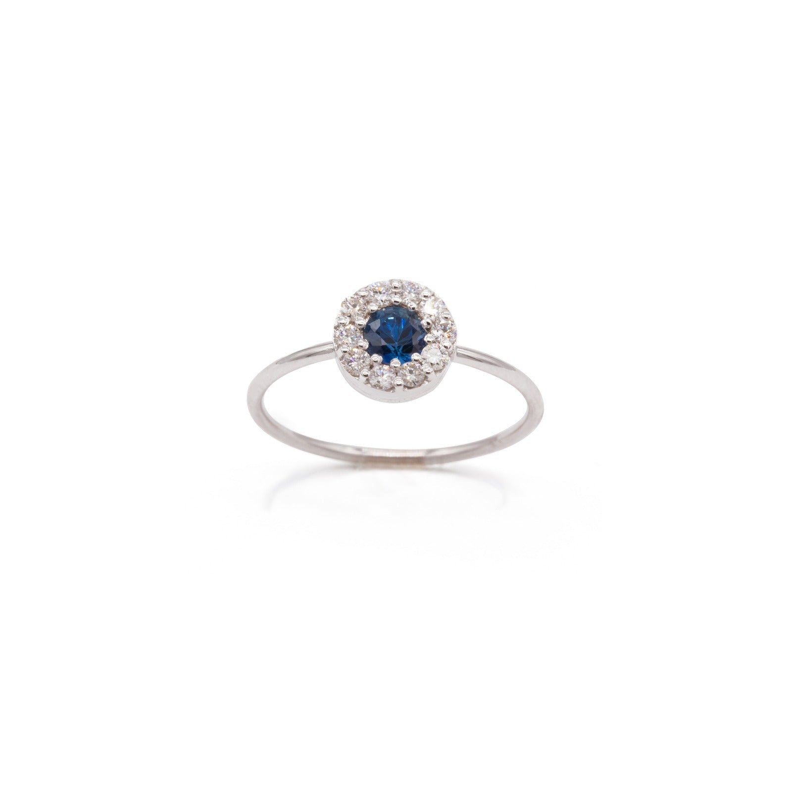 Thin ring with diamond and sapphire ring