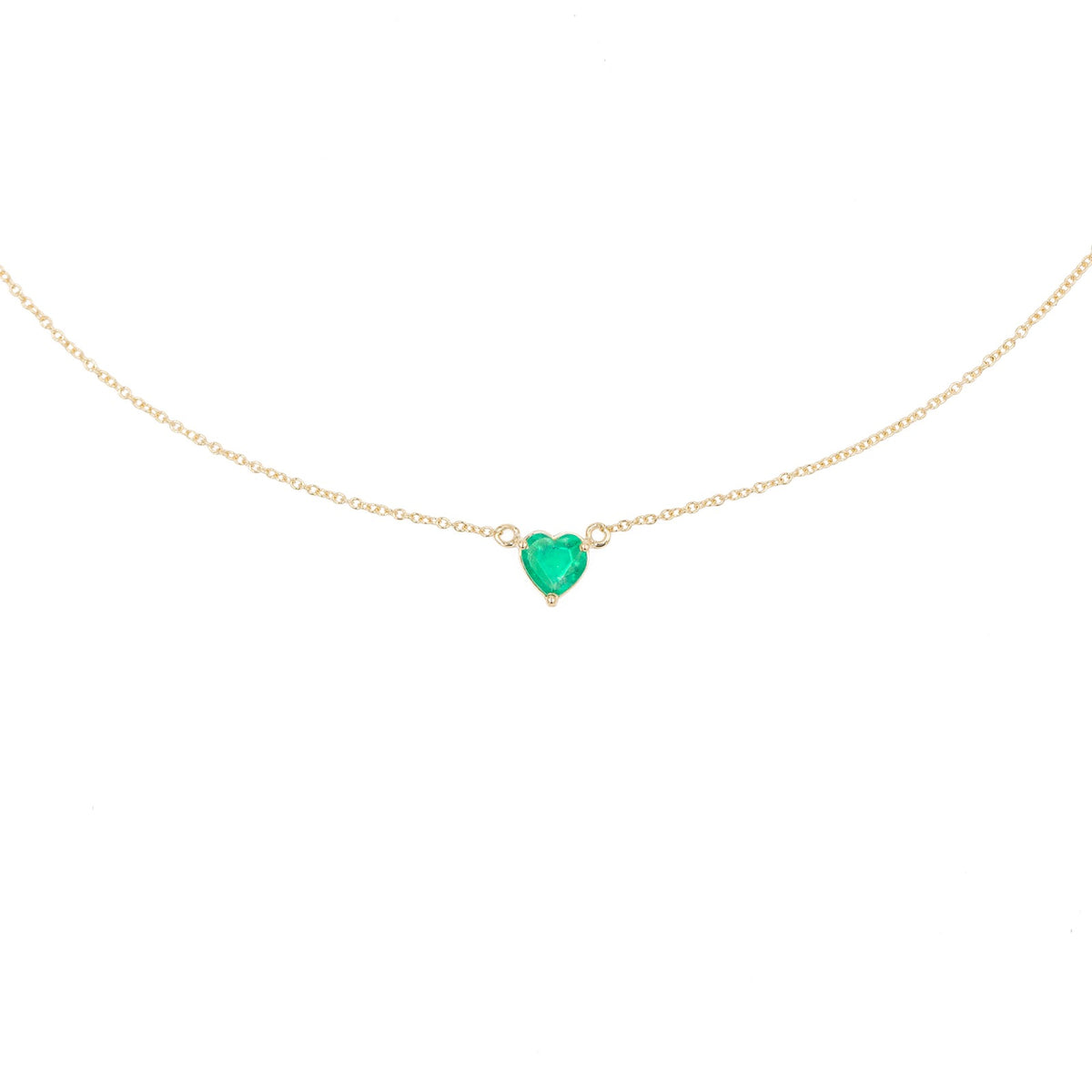 Necklace with heart-cut emerald