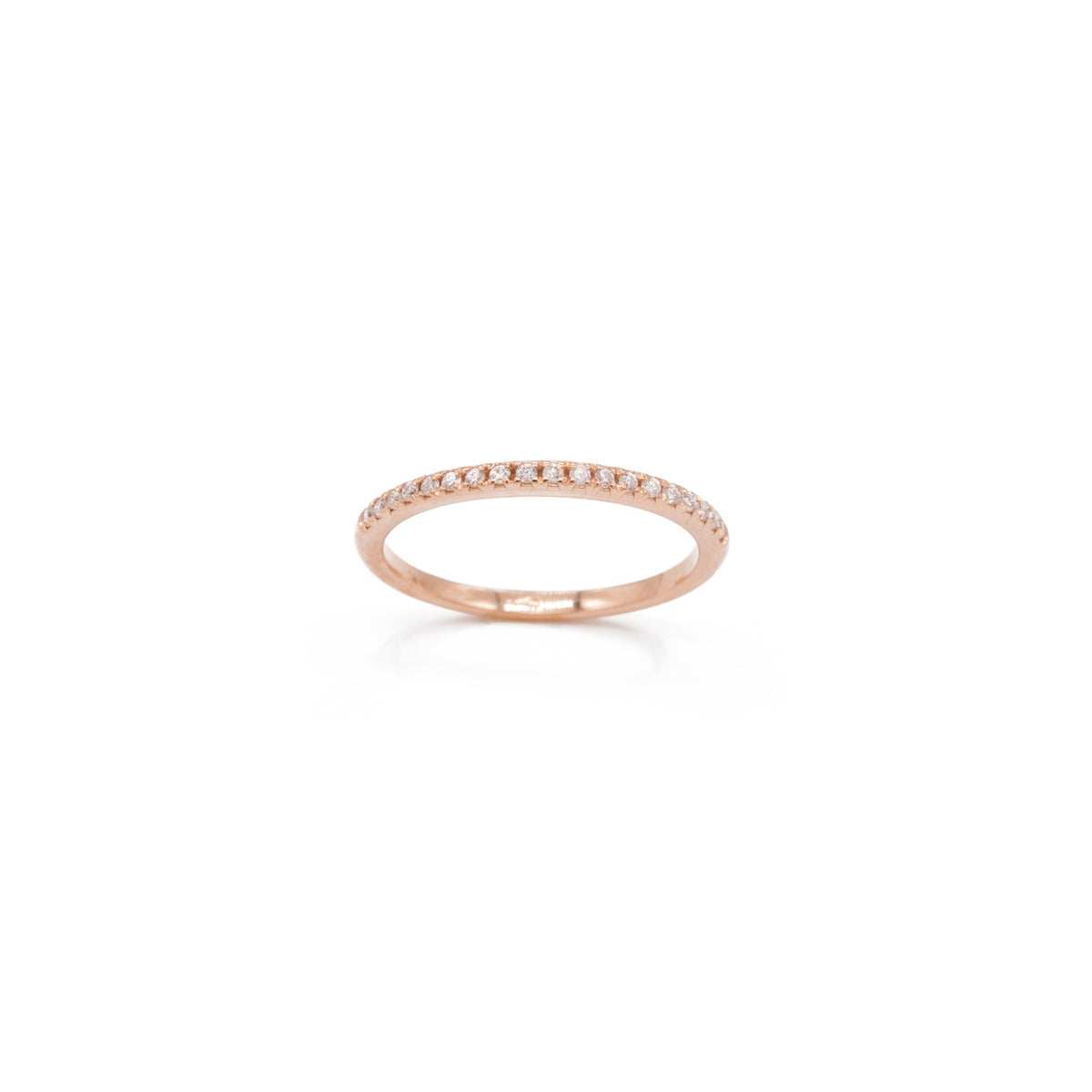 Rose gold wedding ring with diamonds