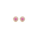 orecchini giro di diamanti e zaffiro rosa