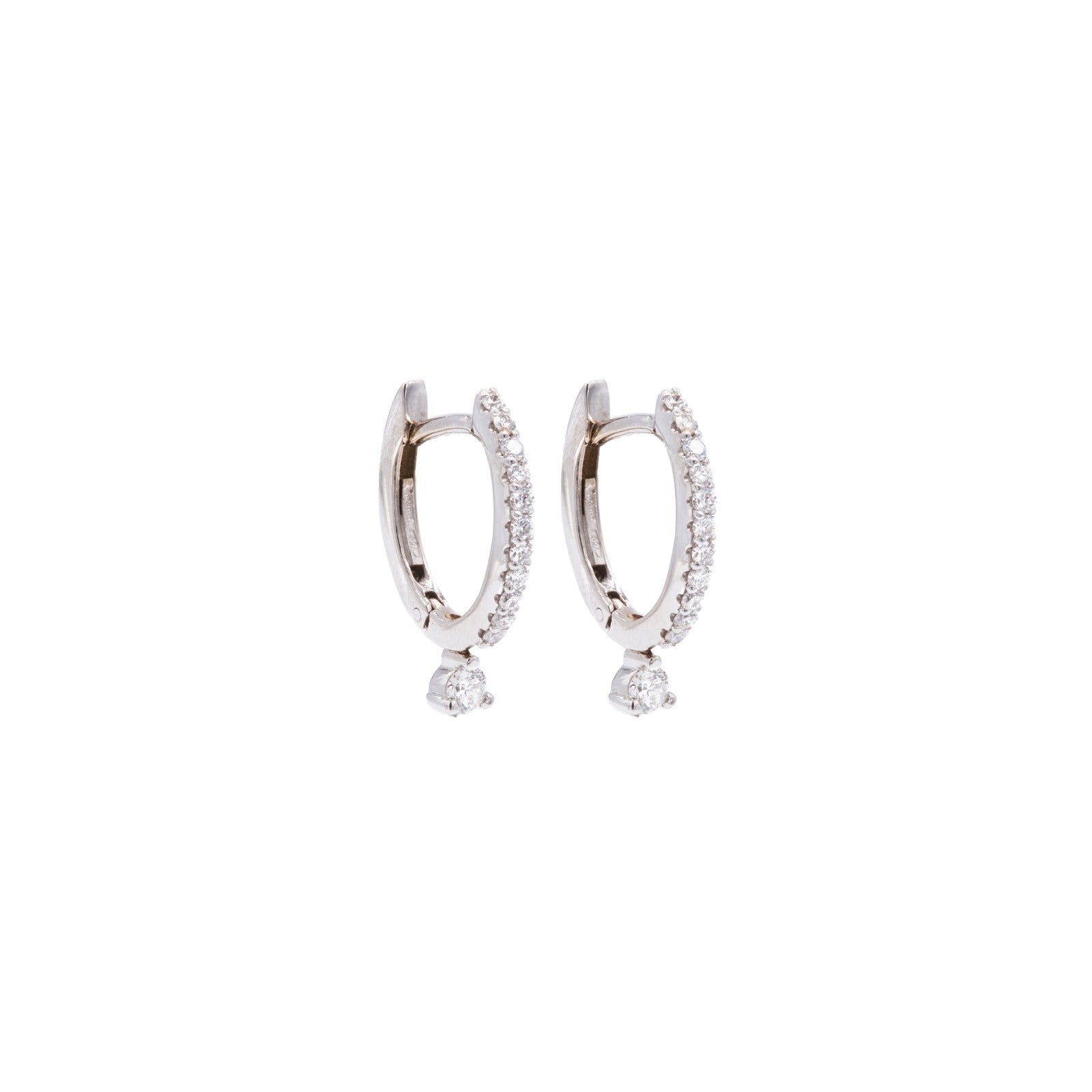 white gold and diamond hoop earrings
