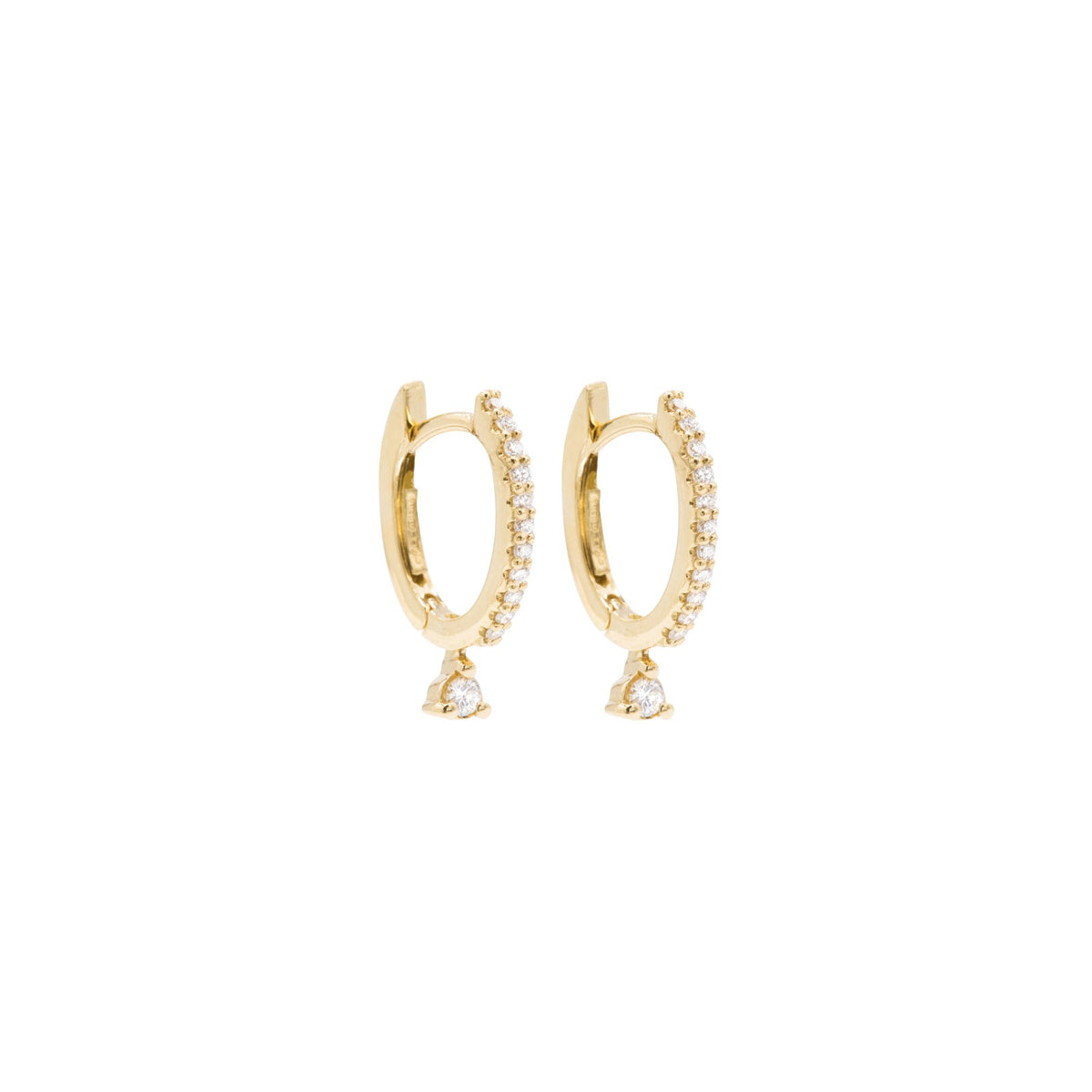 yellow gold and diamond hoop earrings
