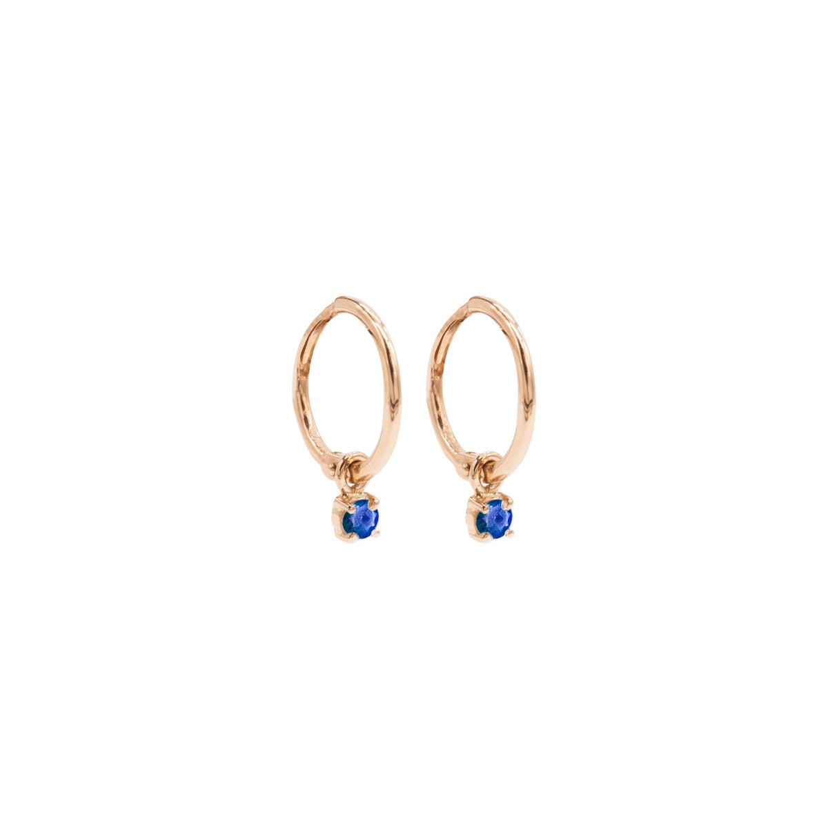 hoop earrings with dangling sapphire