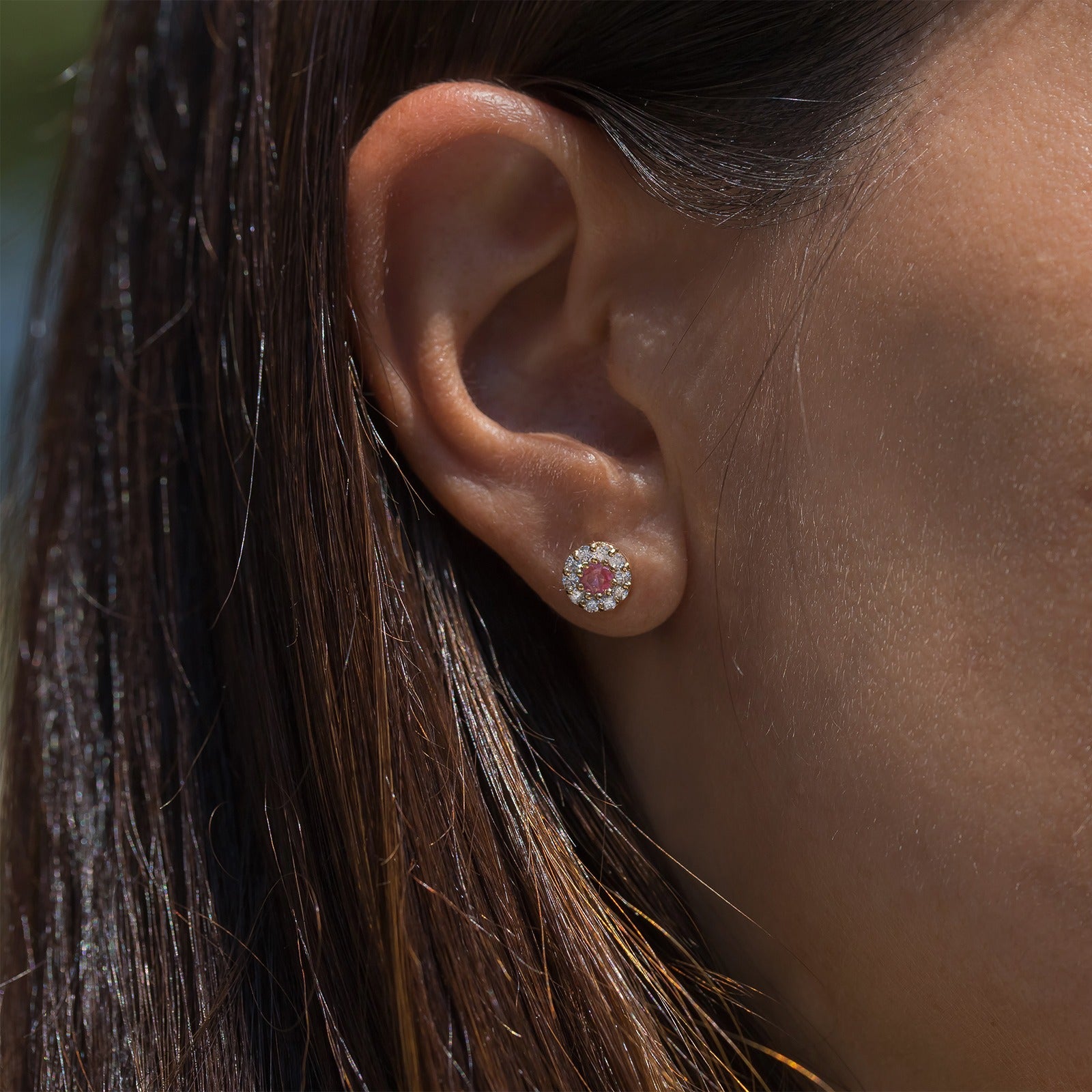 diamond and pink sapphire earrings
